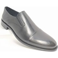 Nevzat Öge Siyah Mat Hakiki Deri Erkek Klasik Ayakkabı Kauçuk Taban ile Günlük Kullanım İçin