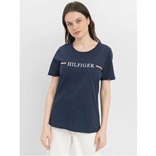 Tommy Hilfiger Kadın Bobo T-Shirt Kısa Kol Nefes Alan %100 Pamuk Regular Fit