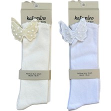 Kelebekli Dizaltı Kız Bebek 2'li Golf Çorap Seti