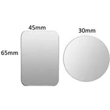 Telefon Araç Içi Tutucu Metal Mıknatıslı Tutucular Seti 3m (1 Adet Dikdörtgen 1 Adet Yuvarlak) Gri