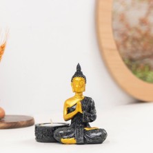 Buddha  Temalı Gold Siyah Tealight Mumluk