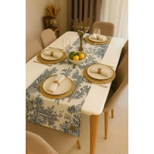 French Village Runner Fransız Köylü Desenli Vintage Masa Örtüsü 45X120 cm %100 Keten Dekoratif