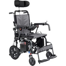 Comfort Plus Portatif Akülü Tekerlekli Sandalye | Katlanabilir Alüminyum Şase, Lityum Batarya, Baş Destekli, Sırt Yatarlı DY01102