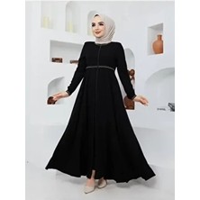 Yazlık Mevlana Model Kol ve Beli Desenli Kloş Pardesü