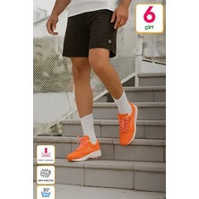 Esinti 6 Çift  Beyaz Uzun Spor Çorap – Desenli, Düz Örme Malzeme ile Tenis Tarzı