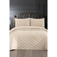 Prestij Puffy Yakut 3 Parça Çift Kişilik Yatak Örtüsü, Pike Örtüsü (250X260)-KAHVE