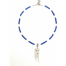 Ra Jewelery Kokoş Kedi Figürlü Cam Inci ve Kristal Taşlı Antik Gümüş Kaplama Kolye-Kedi Severlere