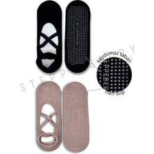 Steppe Berry 2 Çift Çapraz Bantlı Premium Pilates ve Yoga Çorabı