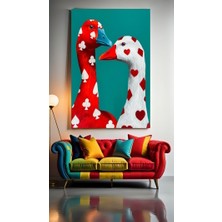 Özkacar Group Iskambil Kafalı Kuğular Ev Duvar Salon Güzellik Salonu Ofis Dükkan Dekarasyon Kanvas Tablo