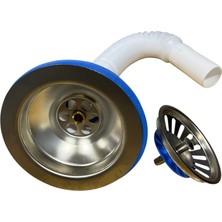 Geniş Ağızlı Çöpmak Kafalı Körüklü Sifon – Paslanmaz Evye Gideri ve Süzgeç Seti