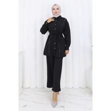 Incili Kuşaklı Ikili Takım Siyah 19265