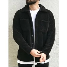 Insane Minds Unisex Düğmeli Peluş Ceket, Regular Kalıp, Siyah, Çift Cepli, Casual Stil, Wersoft Malzeme