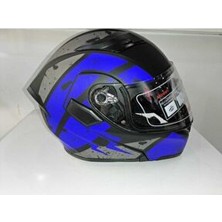 Jk 902 Mat Mavi Mat Siyah Çene Açılır Kask