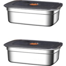 Chavin 2 Adet Çelik 850 ml Yemek Meyve Et Buzdolabı Beslenme Saklama Kabı MT219