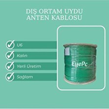 100M 100 Metre Yeşil Rg6 U6 Dış Ortam Özel Üretim Uydu Çanak Anten Kablosu