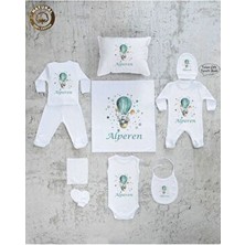 E56 Isme Erkek Bebek 10LU Beyaz Hastane Çıkışı Pamuk Baskılı Desenli Set
