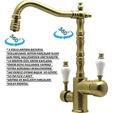 Arıtmalı Rustik Mat Altın Evye Bataryası