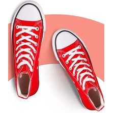 Kırmızı Unisex Model Rahat Keten Bilekli Sneaker Convers Günlük Spor Ayakkabı