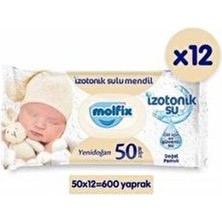 Molfix Yenidoğan Izotonik Islak Mendil 12'li Paket 600 Yaprak Hassas Temizlik ve Koku