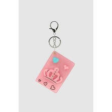 Taç Figürlü Açılır Aynalı Çanta Charmı Pembe