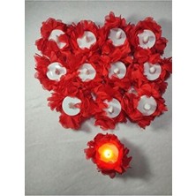 Sırmalı Home Kına Geceleri Için 12 Adet Kına Mumu Kırmızı Lazer Kesimli Ledli (El Mumu)