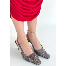 Platin Cilt Topuklu Ayakkabı