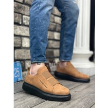 ET0307 Kalın Süet Yüksek Taban Çift Bant Taba Siyah Erkek Ayakkabı