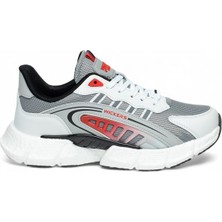 Siyah Erkek Spor Ayakkabı Sneaker Ayakkabı Beyaz / Kırmızı Köpük Taban Bağcıklı 2755
