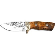 Bora 421 Küçük Wild Boar Stabilize Saplı Pointer Köpek Gravürlü Bıçak