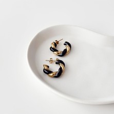 Darrel Gold Black Çelik Küpe