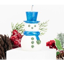 Kardan Adam Temalı Mavi Soya Mum