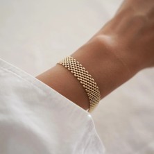 Kalın Retro Altın Bileklik