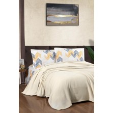 Taç Kristal Forewer Ponponlu Çift Kişilik Pike Takımı Bej