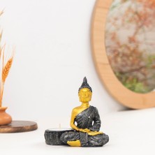 Buddha  Temalı Gold Siyah Tealight Mumluk