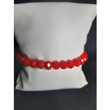 Mryart Kırmızı Kristal Cam Boncuk Bileklik