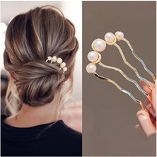 1 Adet-Kadınlar Için Elegant Saç Takı – Incili Fransız Twist Saç Çatalı, Vintage Bun Maker
