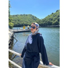 Bloom Desenli Eşarp Lacivert