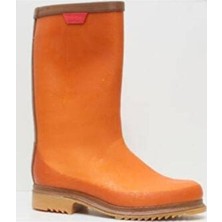 Erkek Turuncu Uzun Kauçuk Çizme Düz Topuklu Derby Markalı Günlük Kullanım İçin Uygun