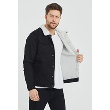 Erkek Siyah Içi Kürklü Kot Ceket