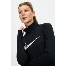 Nike Dri Fit Big Swoosh 1/4 Zip Training Runnig Sweatshirt Koşu Antrenman Sweatshirt Siyah