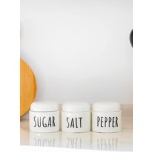 3 Lü Seramik Baharat Seti Beyaz 350 ml