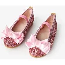 Le Mabelle Pembe  Fiyonklu Simli Kız Çocuk Ayakkabı