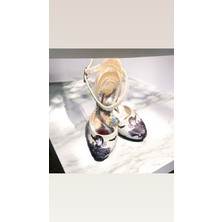 Wednesday Özel Taşlı Baskılı Tasarımlı Çocuk Topuklu Ayakkabı Parti Ayakkabı Cadılar Bayramı