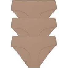 Kadın Ten Lazer Kesim Dikişsiz Iz Yapmayan Yumuşak Mikro Kumaş Bikini Külot Kadın 3'lü Paket
