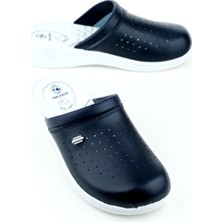 Gezer Unisex Lacivert Sabo Ortopedik Doktor Hemşire Iş Terliği Suni Deri Günlük Kullanım İçin Rahat