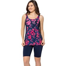 Taytkini Desenli Şortlu Tankini 5532 Desenli Lacivert