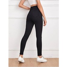 Trn JNS Wild Kadın Skinny Fit Power Likra Kot Pantolon Düz Desenli Denim 31 Beden Siyah