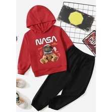 Uygun Tarz Çocuk Nasa Bear Eşofman Takımı Kadın Pamuklu Uzun Kol Kapüşonlu Günlük Stil