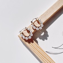 Perla Di Sette Gold Çelik Küpe