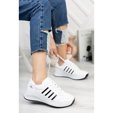 Infinite8 Infinite Kadın Erkek Genç Beyaz Sneaker Ortopedik Yürüyüş Ayakkabısı Tekstil Düz Taban